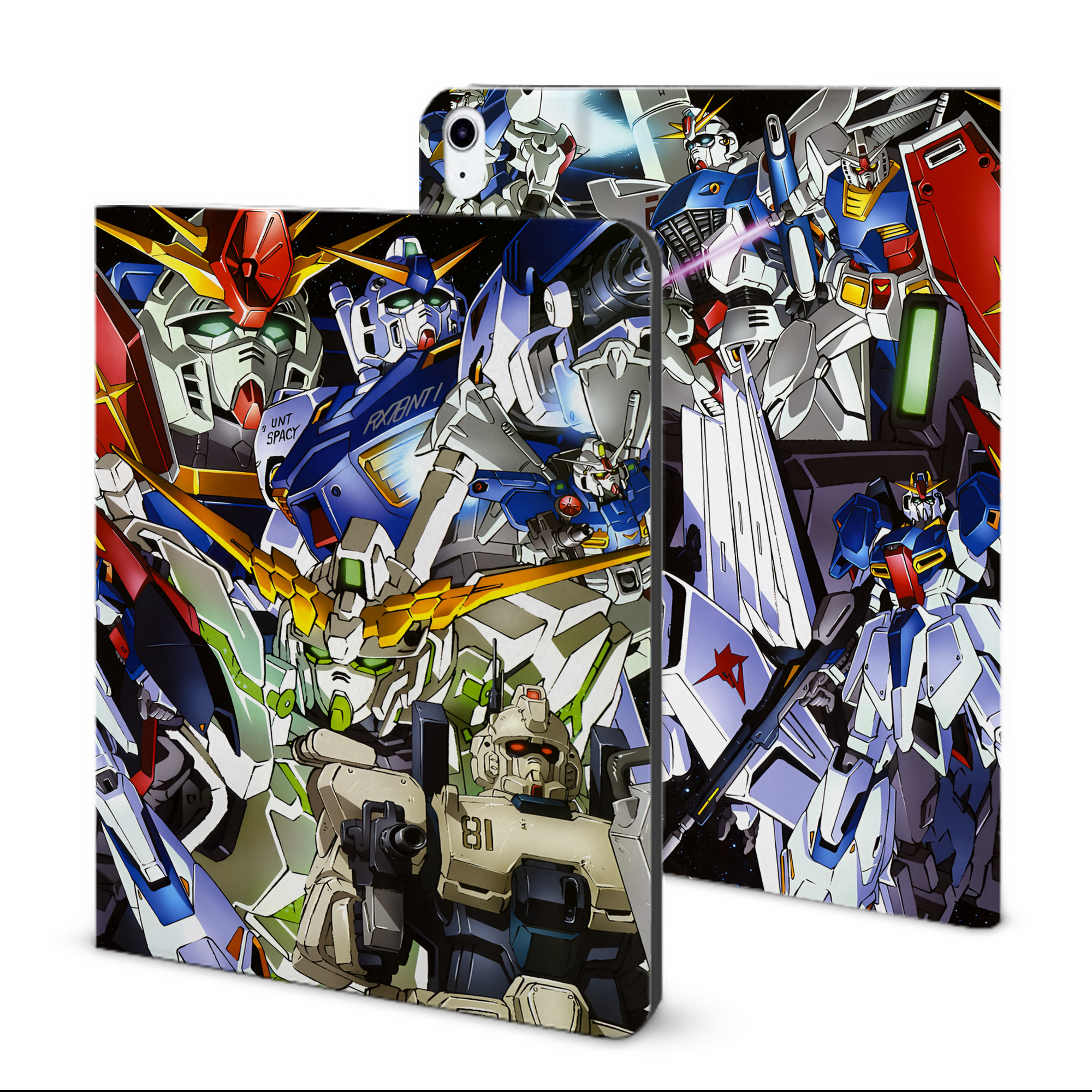 （画像用） 機動戦士ガンダム Mobile Suit Gundam IPad ケース ブック型 PUレザー TPU 耐衝撃 軽量 薄型 ペン収納なし 全面保護 IPad 各モデル対応